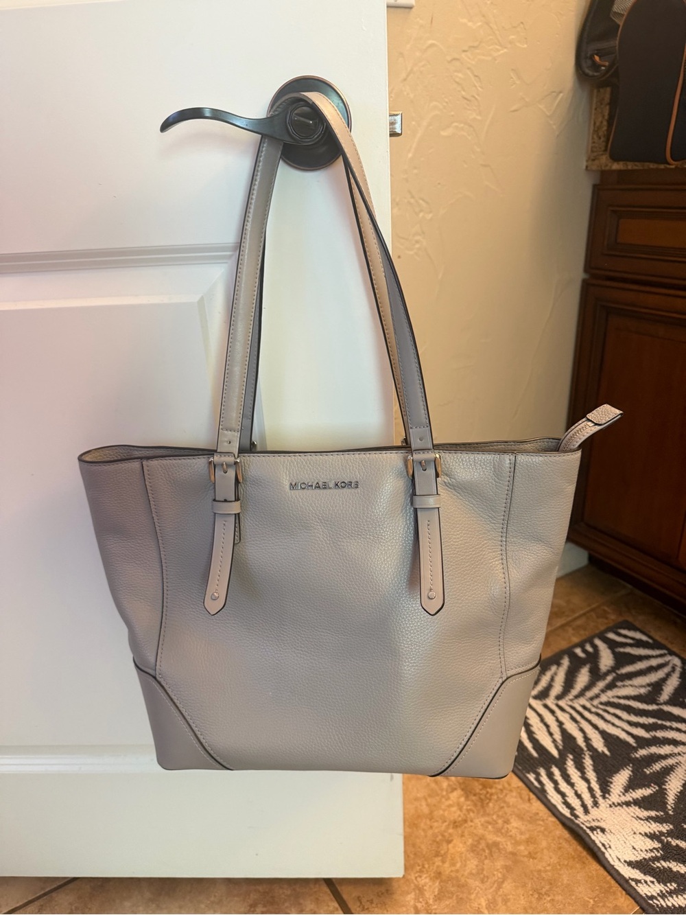 Michael Kors Pebbled Leather Tote in Light Gray